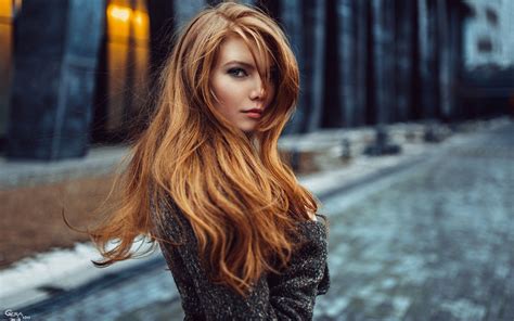 Face Blurred Women Redhead Model Long Hair Women