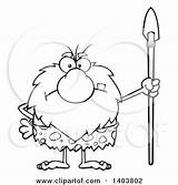 Lineart Mascot Caveman Mad Standing Character Illustration Spear Royalty Clipart Toon Hit Vector Cartoon 2021 sketch template