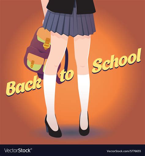 Japanese Schoolgirl Legs With Bag And Lettering Vector Image
