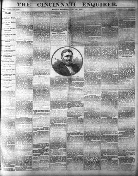 ulysses s grant died enquirer historic front pages from july 24