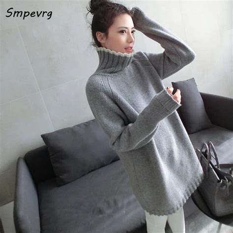 Smpevrg Autumn Winter Casual Long Cashmere Women Sweater Fashion Full