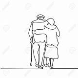 Elderly Trait Continu Embrasse Dementia Sharyn 123rf Peints Papiers Longer Hugging Trapped Crippling Debt Nadie Muere âgées Oldness Myloview Minimaliste sketch template