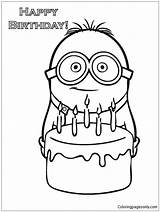 Minion Happy Birthday Pages Coloring Printable Color Online Coloringpagesonly sketch template