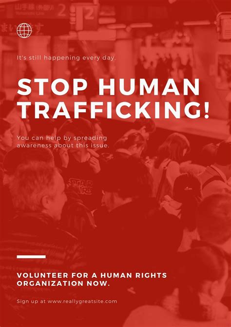 Red Photo Human Trafficking Poster Templates By Canva