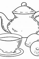 Ausmalbild Teetasse Teekanne sketch template
