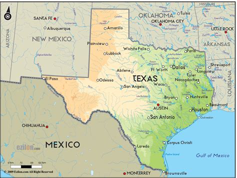 geographical map  texas  texas geographical maps