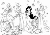 Coloring Disney Pages Princesses Together Princess Getdrawings sketch template