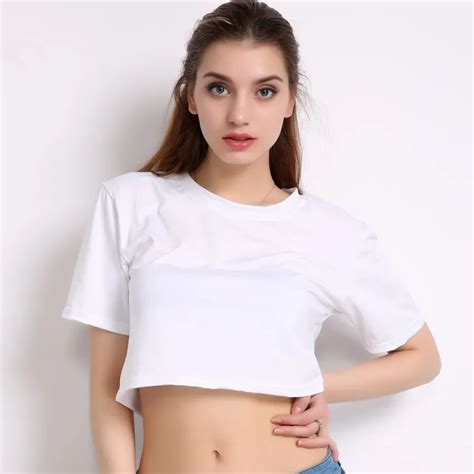 cotton crop top white tee  cotton   shirts  womens