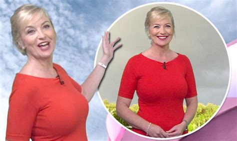 Carol Kirkwood Showcases Her Ample Bosom In Skintight Red Gown On Bbc
