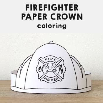 firefighter helmet paper crown printable coloring craft activity  kids