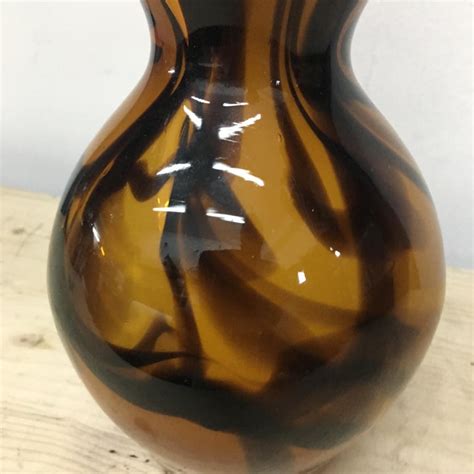 Mid Century Modern Brown And Amber Murano Glass Vase