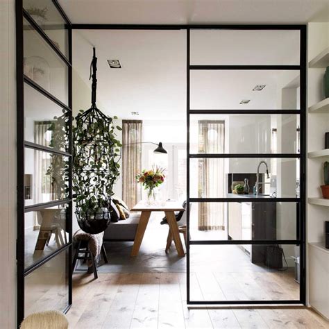 black framed steel glass partitions