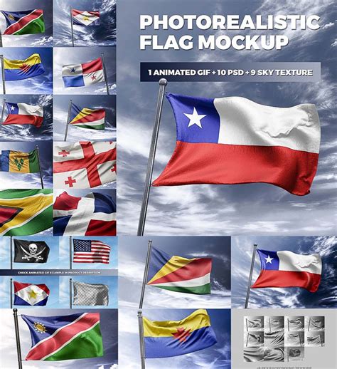 photorealistic flag mockup free download