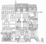 Drawing Coloring Pages Dutch Townhouses Line House Adult Original Deviantart Drawings Draw Sketch Structures Architecture Fall Hand Books Book sketch template
