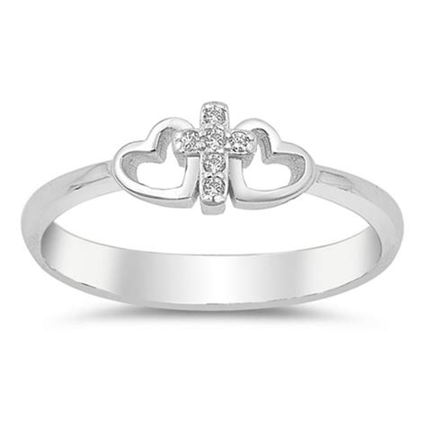 Sac Silver Clear Cz Cross Infinity Heart Promise Ring 925 Sterling