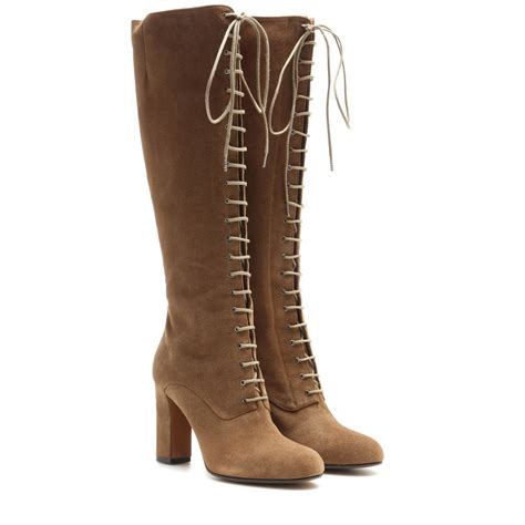 lyst etro suede lace  knee high boots  brown