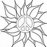 Peace Sign Coloring Pages Flower Clipart Hippie Symbol Signs Heart Drawing Hand Draw Line Cartoon Cliparts Drawings Sighn Clip Adult sketch template