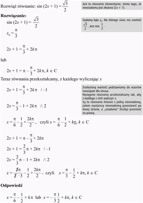 podstawowe równania i nierówności trygonometryczne matematyka