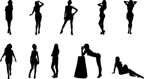 [フリーイラスト] 10人のセクシーな女性のシルエットのセットでアハ体験 gahag 著作権フリー写真・イラスト素材集