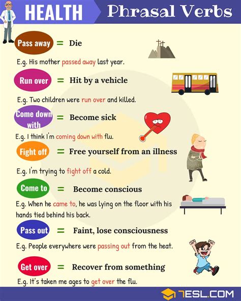 health phrasal verbs  meaning  examples