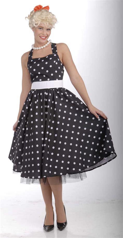 50 s vintage style black polka dot halter dress costume
