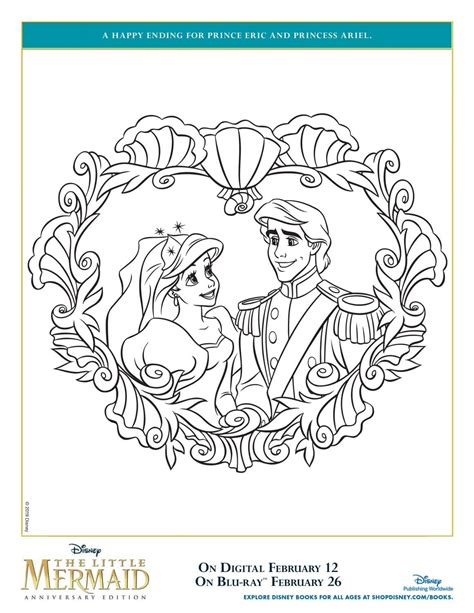 ariel  eric dancing coloring pages
