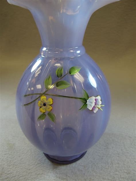 Fenton Purple Glass Vase Signed Lot 21