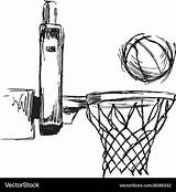 Basketball Hoop Sketch Ball Hand Vector Drawing Backboard Royalty Getdrawings sketch template