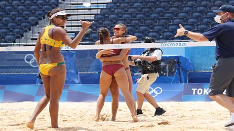 women s beach volleyball latvian duo surprises favored brazilians