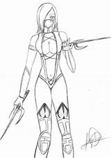 Mileena Mortal Kombat Coloring Pages Sai Pencil Twin Her Fun Letscolorit Cool Deviantart sketch template