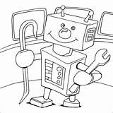 Robot Funny Colouring Coloring Print Pages sketch template