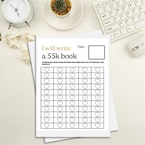 55k Novel Word Count Tracker Writing Tools Printable Pdf Instant
