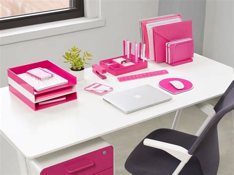 pink office supplies poppin pink desk accessories
