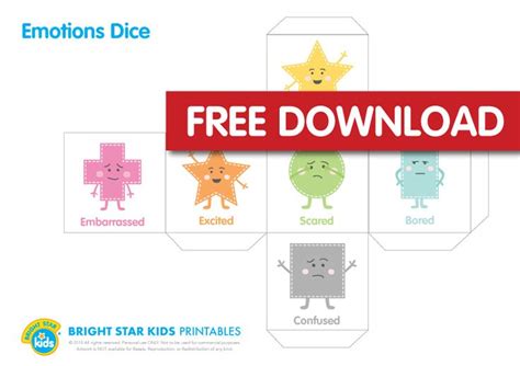 emotions dice  printable emotions emotions lesson plans