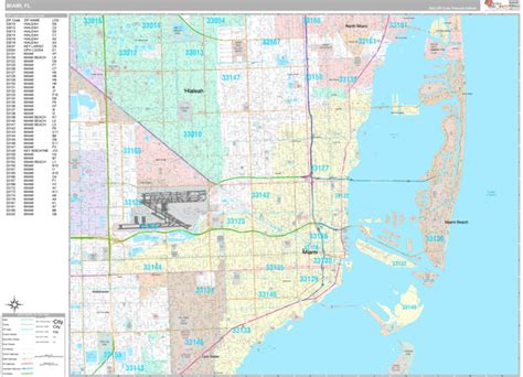 Miami Florida 5 Digit Zip Code Maps Premium