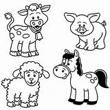 Animals Farm Coloring Animal Pages Printable Baby Kindergarten Worksheets Cute Domestic Cartoon Kids Color Drawing K5worksheets K5 Print Students Books sketch template