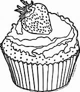 Coloring Cupcake Strawberry Wecoloringpage sketch template