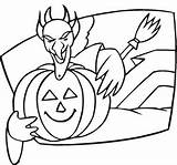 Coloring Scary Pumpkin Pages Halloween Printable Print Disney sketch template
