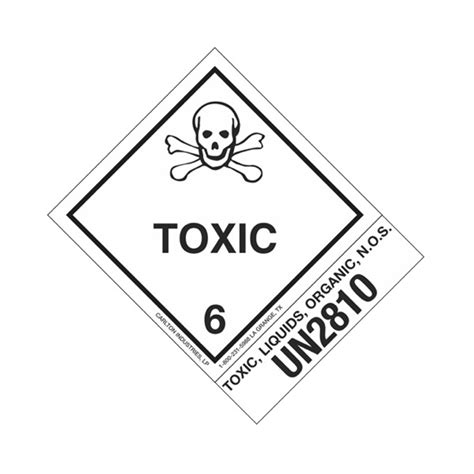 hazmat shipping labels toxic liquids organic nos  toxic