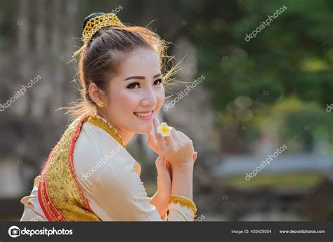 Beautiful Laos Girl Laos Costume Asian Woman Wearing Traditional Laos