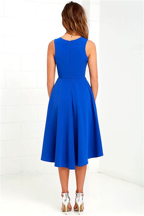 Cute Royal Blue Dress High Low Dress Fit And Flare Dress 59 00