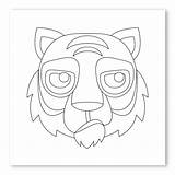 Tiger Square Face Coloring Emoji Graphic Wall Walls360 sketch template
