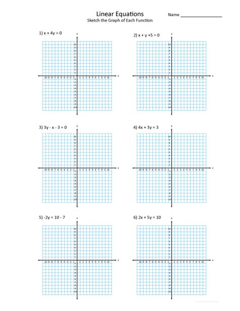 graphing linear functions worksheet  drawing straight  graphs