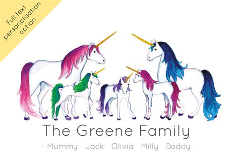 personalised unicorn family portrait print  alexia claire