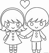 Coloring Pages Valentine Couple Kids Cartoon Valentines Print Printable Color Drawing Girls Happy Sheets Children Little Drawings Februar Adult Heart sketch template