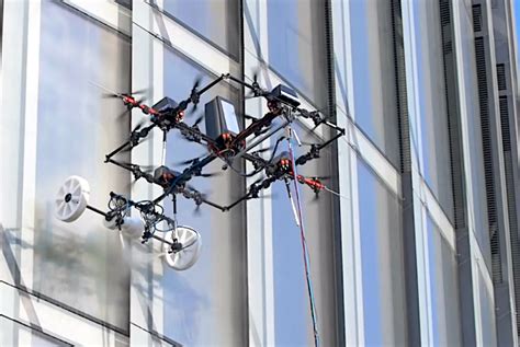 heavy duty tethered cleaning drones  safely wash windows  high altitude skyscrapers
