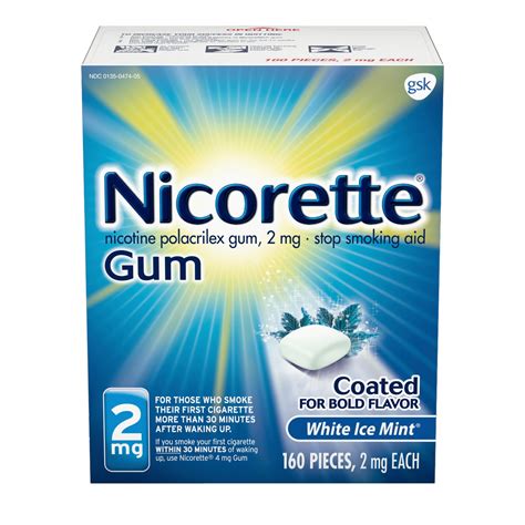 nicorette nicotine gum  stop smoking mg white ice mint flavor
