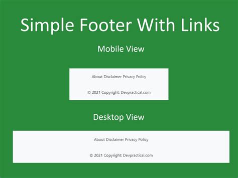 create  simple footer  html  css devpractical