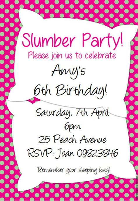 customize   printable slumber party invitation printable slumber