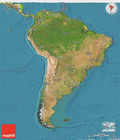 Satellite 3d Map Of South America Physical Outside